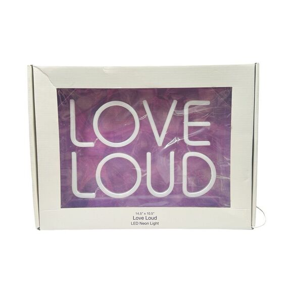 Love Loud Pink LED Neon Light - 14.5” x 10.5” - Picture 2 of 3
